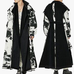 maison blanche All-Gender Long Sleeve Trench-Coat Black Print  Size 8